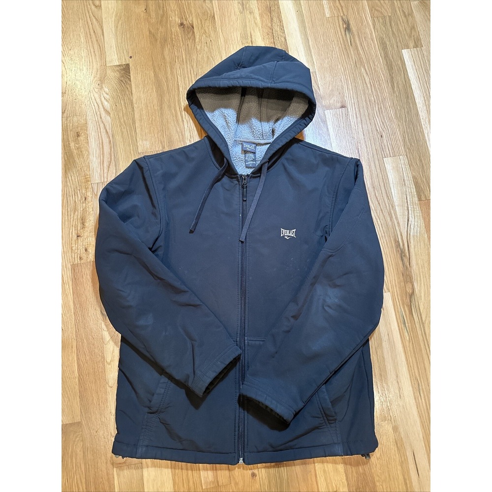 Everlast Jacket Black Zipper Front‎ Long Sleeves Logo Soft Shell Size S
